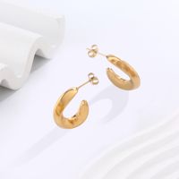 1 Paire Élégant Style Moderne Style Simple Forme C Forme En U Placage Acier Inoxydable 304 Plaqué Or 18K Boucles D'oreilles Cerceau main image 10