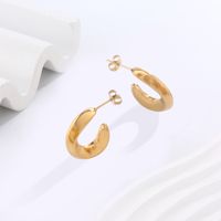 1 Pair Elegant Modern Style Simple Style C Shape U Shape Plating 304 Stainless Steel 18K Gold Plated Hoop Earrings sku image 1