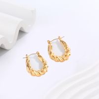 1 Pair Elegant Modern Style Simple Style C Shape U Shape Plating 304 Stainless Steel 18K Gold Plated Hoop Earrings main image 8