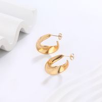 1 Pair Elegant Modern Style Simple Style C Shape U Shape Plating 304 Stainless Steel 18K Gold Plated Hoop Earrings main image 3