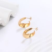 1 Pair Elegant Modern Style Simple Style C Shape U Shape Plating 304 Stainless Steel 18K Gold Plated Hoop Earrings sku image 2