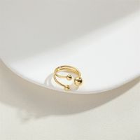 Großhandel Einfacher Stil Runden Herzform Kupfer 14 Karat Vergoldet Offener Ring main image 3
