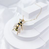Copper Classic Style Shiny Painted Three-dimensional Inlay Bee Scorpion Butterfly Artificial Crystal Pendant Necklace sku image 10