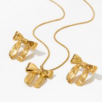 316 Stainless Steel  16K Gold Plated White Gold Plated Gold Plated Simple Style Classic Style Bow Knot Earrings Necklace main image 4