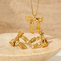 316 Stainless Steel  16K Gold Plated White Gold Plated Gold Plated Simple Style Classic Style Bow Knot Earrings Necklace main image 1