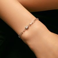 Sterling Silver Silver Plated Elegant Simple Style Classic Style Inlay Square Moissanite Bracelets main image 3