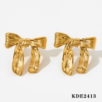Edelstahl 316 16 Karat Vergoldet Weißgold Plattiert Vergoldet Einfacher Stil Klassischer Stil Bogenknoten Ohrringe Halskette sku image 2