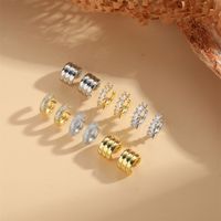 1 Pair Simple Style Geometric Inlay Copper Zircon 14K Gold Plated Ear Studs main image 1