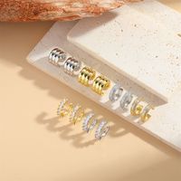 1 Pair Simple Style Geometric Inlay Copper Zircon 14K Gold Plated Ear Studs main image 3
