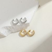 1 Pair Simple Style Geometric Inlay Copper Zircon 14K Gold Plated Ear Studs main image 5