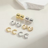 1 Pair Simple Style Geometric Inlay Copper Zircon 14K Gold Plated Ear Studs main image 4