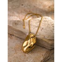 304 Stainless Steel 18K Gold Plated IG Style Simple Style Irregular Solid Color Pendant Necklace main image 6