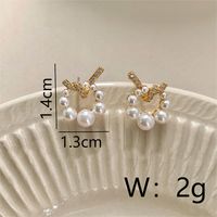 1 Pair Princess Pastoral Commute Circle Knot Inlay Copper Pearl Zircon 18K Gold Plated Ear Studs sku image 1