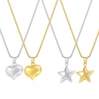 Cobre Chapados en oro de 18k Casual Elegante Estilo Simple Pentagrama Forma De Corazón Collar Colgante main image 4