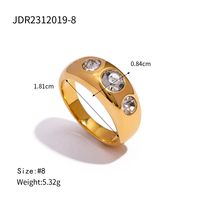 304 Stainless Steel 18K Gold Plated Simple Style Classic Style Inlay Solid Color Zircon Rings sku image 1