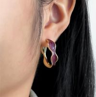 1 Pair Luxurious Simple Style Color Block Enamel Plating Copper 14K Gold Plated Earrings main image 3