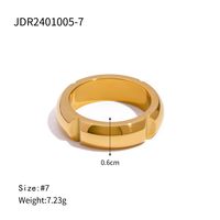 304 Stainless Steel 18K Gold Plated Simple Style Classic Style Plating Solid Color Rings sku image 2