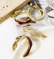 1 Pair Luxurious Simple Style Color Block Enamel Plating Copper 14K Gold Plated Earrings main image 1