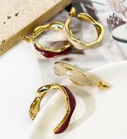1 Pair Luxurious Simple Style Color Block Enamel Plating Copper 14K Gold Plated Earrings main image 13