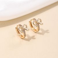 1 Pièce Style Simple Style Classique Noeud D'Arc Incruster Alliage Strass Des Boucles D'Oreilles sku image 2