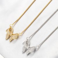 Copper 18K Gold Plated Casual Elegant Simple Style Inlay Bow Knot Zircon Necklace main image 1