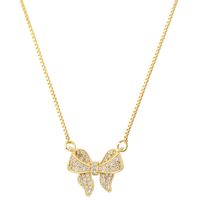 Copper 18K Gold Plated Casual Elegant Simple Style Inlay Bow Knot Zircon Necklace main image 6