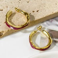 1 Pair Luxurious Simple Style Color Block Enamel Plating Copper 14K Gold Plated Earrings main image 5