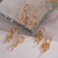1 Pair Sweet Simple Style Commute Bow Knot Inlay Copper Zircon 18K Gold Plated White Gold Plated Drop Earrings main image 1