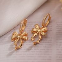 1 Pair Sweet Simple Style Commute Bow Knot Inlay Copper Zircon 18K Gold Plated White Gold Plated Drop Earrings main image 5