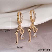 1 Pair Sweet Simple Style Commute Bow Knot Inlay Copper Zircon 18K Gold Plated White Gold Plated Drop Earrings main image 3