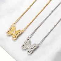 Copper 18K Gold Plated Casual Elegant Luxurious Hollow Out Inlay Butterfly Zircon Pendant Necklace main image 1