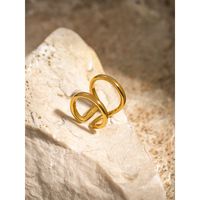 304 Stainless Steel 18K Gold Plated Simple Style Classic Style Plating Solid Color Rings main image 3
