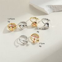 Wholesale Simple Style Round Heart Shape Copper 14K Gold Plated Open Rings main image 2