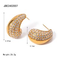 1 Pair Simple Style Classic Style Water Droplets Inlay 316 Stainless Steel  18K Gold Plated Ear Studs main image 3