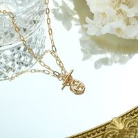 Künstliche Perle Kupfer 14 Karat Vergoldet Lässig Elegant Klassischer Stil Überzug Brief Anzahl Herzform Halskette Mit Anhänger sku image 2