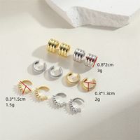 1 Pair Simple Style Geometric Inlay Copper Zircon 14K Gold Plated Ear Studs main image 2