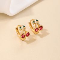 1 Piece Simple Style Classic Style Fruit Inlay Copper Rhinestones Earrings main image 2