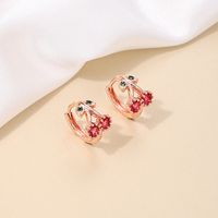 1 Piece Simple Style Classic Style Fruit Inlay Copper Rhinestones Earrings main image 5