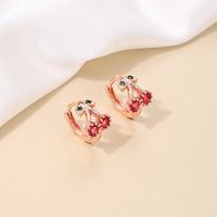 1 Piece Simple Style Classic Style Fruit Inlay Copper Rhinestones Earrings sku image 1