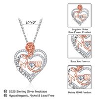 Sterling Silver Elegant Modern Style Classic Style Plating Inlay Letter Heart Shape Rose Zircon Pendant Necklace main image 2