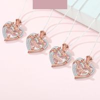 Sterling Silver Elegant Modern Style Classic Style Plating Inlay Letter Heart Shape Rose Zircon Pendant Necklace main image 5