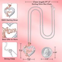 Sterling Silver Elegant Modern Style Classic Style Plating Inlay Letter Heart Shape Rose Zircon Pendant Necklace main image 3