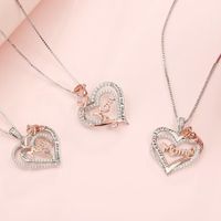 Sterling Silver Elegant Modern Style Classic Style Plating Inlay Letter Heart Shape Rose Zircon Pendant Necklace main image 6