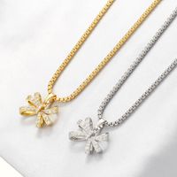 Copper 18K Gold Plated Casual Elegant Simple Style Inlay Bow Knot Zircon Pendant Necklace main image 1