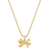 Copper 18K Gold Plated Casual Elegant Simple Style Inlay Bow Knot Zircon Pendant Necklace main image 3