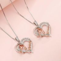 Sterling Silver Elegant Modern Style Classic Style Plating Inlay Letter Heart Shape Rose Zircon Pendant Necklace main image 4