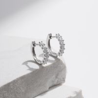 Argent Sterling Plaqué Argent Style Simple Brillant Incruster Rond Moissanite Des Boucles D'Oreilles main image 1