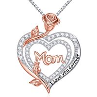 Sterling Silver Elegant Modern Style Classic Style Plating Inlay Letter Heart Shape Rose Zircon Pendant Necklace sku image 4