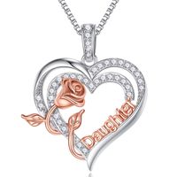 Sterling Silver Elegant Modern Style Classic Style Plating Inlay Letter Heart Shape Rose Zircon Pendant Necklace sku image 6