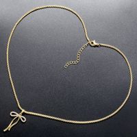 Copper 18K Gold Plated Casual Elegant Luxurious Inlay Bow Knot Zircon Pendant Necklace main image 4